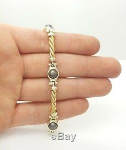 Ladies 9ct (375,9K) Two Toned Yellow & White Gold Natural Black Pearl Bracelet