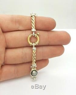 Ladies 9ct (375,9K) Two Toned Yellow & White Gold Natural Black Pearl Bracelet