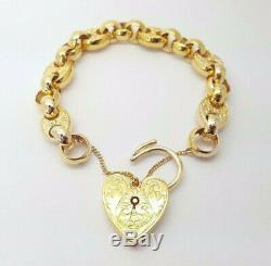 Ladies 9ct (375,9K) Yellow Gold Large Belcher Chain Bracelet with Heart Locket