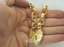 Ladies 9ct (375,9K) Yellow Gold Large Belcher Chain Bracelet with Heart Locket