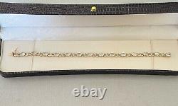 Ladies 9ct Gold, Aquamarine & Diamond Bracelet, DIA, 8.2g7.5Long + Box