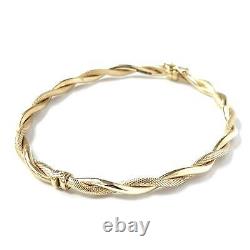 Ladies 9ct Gold Bangle Twist design Hinged Safety Catch Yellow Gold 5.2g 6.5inch