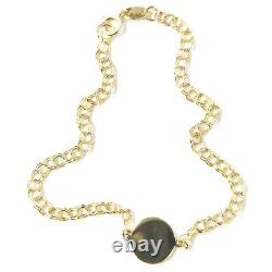 Ladies 9ct Gold Bracelet Round Circle Style Disc 6.25 Inch Doubled Links