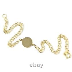 Ladies 9ct Gold Bracelet Round Circle Style Disc 6.25 Inch Doubled Links