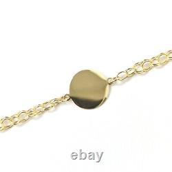 Ladies 9ct Gold Bracelet Round Circle Style Disc 6.25 Inch Doubled Links