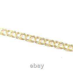 Ladies 9ct Gold Bracelet Round Circle Style Disc 6.25 Inch Doubled Links