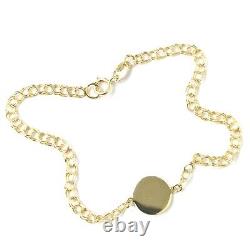 Ladies 9ct Gold Bracelet Round Circle Style Disc 6.25 Inch Doubled Links