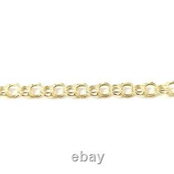 Ladies 9ct Gold Bracelet Round Circle Style Disc 6.25 Inch Doubled Links