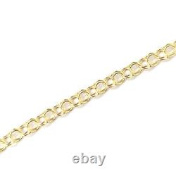 Ladies 9ct Gold Bracelet Round Circle Style Disc 6.25 Inch Doubled Links