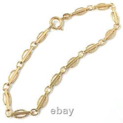 Ladies 9ct Gold Bracelet Yellow Fancy Link Hallmarked 4.4mm Wide 2.8g 7.5 Inches