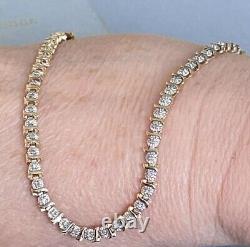 Ladies 9ct Gold & Diamond Tennis Bracelet, 6.6g, 7.5 Stamped 1.00ct DIA & Box