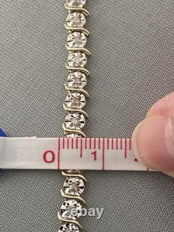Ladies 9ct Gold & Diamond Tennis Bracelet, 6.6g, 7.5 Stamped 1.00ct DIA & Box