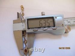Ladies 9ct Gold Garnet link chain Bracelet 3.4g 18cm 7 marked 375