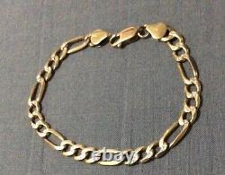 Ladies 9ct Solid Gold Figaro Curb Chain Bracelets 8.8 Unisex Mens Diamond Cut