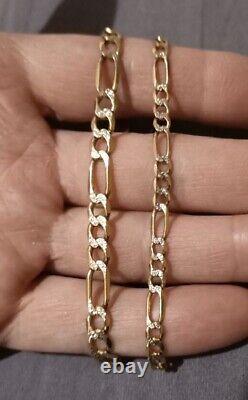 Ladies 9ct Solid Gold Figaro Curb Chain Bracelets 8.8 Unisex Mens Diamond Cut