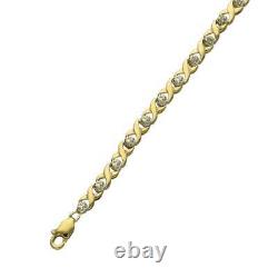 Ladies 9ct Yellow Gold Diamond X-Link Bracelet 7 3.9g