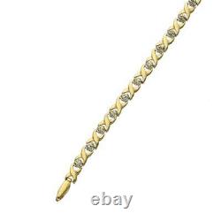 Ladies 9ct Yellow Gold Diamond X-Link Bracelet 7 3.9g