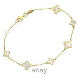 Ladies 9ct Yellow Gold Mother of Pearl Bracelet 7.5