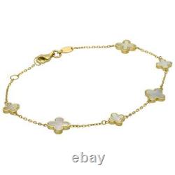 Ladies 9ct Yellow Gold Mother of Pearl Bracelet 7.5