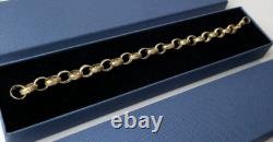 Ladies 9ct Yellow Gold On Silver Belcher Bracelet 8 Inch