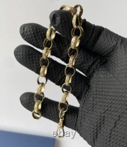 Ladies 9ct Yellow Gold On Silver Belcher Bracelet 8 Inch