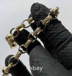 Ladies 9ct Yellow Gold On Silver Belcher Bracelet 8 Inch