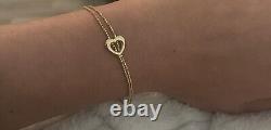 Ladies 9ct Yellow Gold Popcorn Bracelet With Solid Gold Centre Heart
