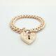 Ladies Bracelet 9ct (375,9k) Rose Gold Curb Bracelet With Filigree Heart Lock