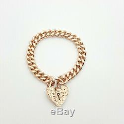 Ladies Bracelet 9ct (375,9K) Rose Gold Curb Bracelet with Filigree Heart Lock