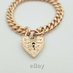 Ladies Bracelet 9ct (375,9K) Rose Gold Curb Bracelet with Filigree Heart Lock