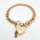 Ladies Bracelet 9ct (375, 9k) Rose Gold Curb Chain Bracelet With Heart Padlock