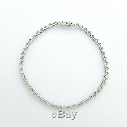 Ladies Bracelet 9ct (375, 9K) White Gold (1.00ct) Heart Diamond Tennis Bracelet