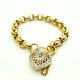 Ladies Bracelet 9ct (375, 9k)yellow Gold Belcher Chain With Diamond Heart Lock