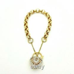 Ladies Bracelet 9ct (375, 9K)Yellow Gold Belcher Chain With Diamond Heart Lock