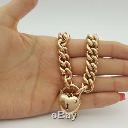Ladies Bracelet Rose Gold 9ct (375,9K) Curb Bracelet with Heart Lock