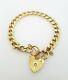 Ladies Curb Bracelet 9ct Yellow Gold Hollow Links Heart Padlock Rrp $1190