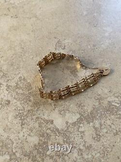 Ladies Delicate Vintage 9ct Gold 5 Bar Gate Bracelet