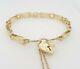 Ladies Gate Bracelet 9ct Yellow Gold With Heart Clasp 18.5cm Preloved Rrp $1190