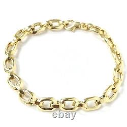 Ladies Gold Bracelet 8 Inch 9ct Yellow Gold Fancy Link 6.9mm Wide 4.8g
