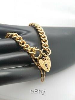 Ladies Gold Bracelet 9ct Yellow Gold Hollow curb padlock Preloved RRP $1290
