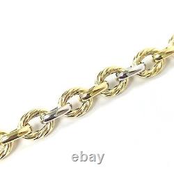 Ladies Gold Bracelet 9ct Yellow White Two Colour 7.5 Inch Gold Fancy Link 9.6g