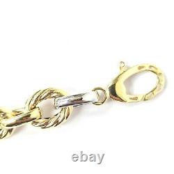 Ladies Gold Bracelet 9ct Yellow White Two Colour 7.5 Inch Gold Fancy Link 9.6g