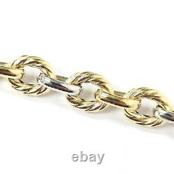 Ladies Gold Bracelet 9ct Yellow White Two Colour 7.5 Inch Gold Fancy Link 9.6g