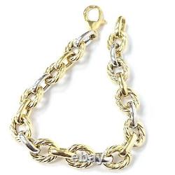 Ladies Gold Bracelet 9ct Yellow White Two Colour 7.5 Inch Gold Fancy Link 9.6g