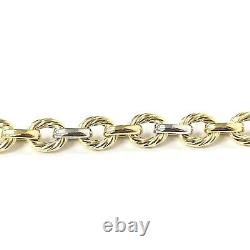 Ladies Gold Bracelet 9ct Yellow White Two Colour 7.5 Inch Gold Fancy Link 9.6g