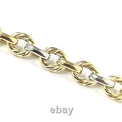 Ladies Gold Bracelet 9ct Yellow White Two Colour 7.5 Inch Gold Fancy Link 9.6g