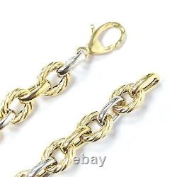 Ladies Gold Bracelet 9ct Yellow White Two Colour 7.5 Inch Gold Fancy Link 9.6g
