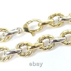 Ladies Gold Bracelet 9ct Yellow White Two Colour 7.5 Inch Gold Fancy Link 9.6g