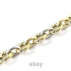 Ladies Gold Bracelet 9ct Yellow White Two Colour 7.5 Inch Gold Fancy Link 9.6g
