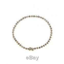 Ladies Hallmarked 9ct Yellow Gold Diamond Tennis 7 Bracelet